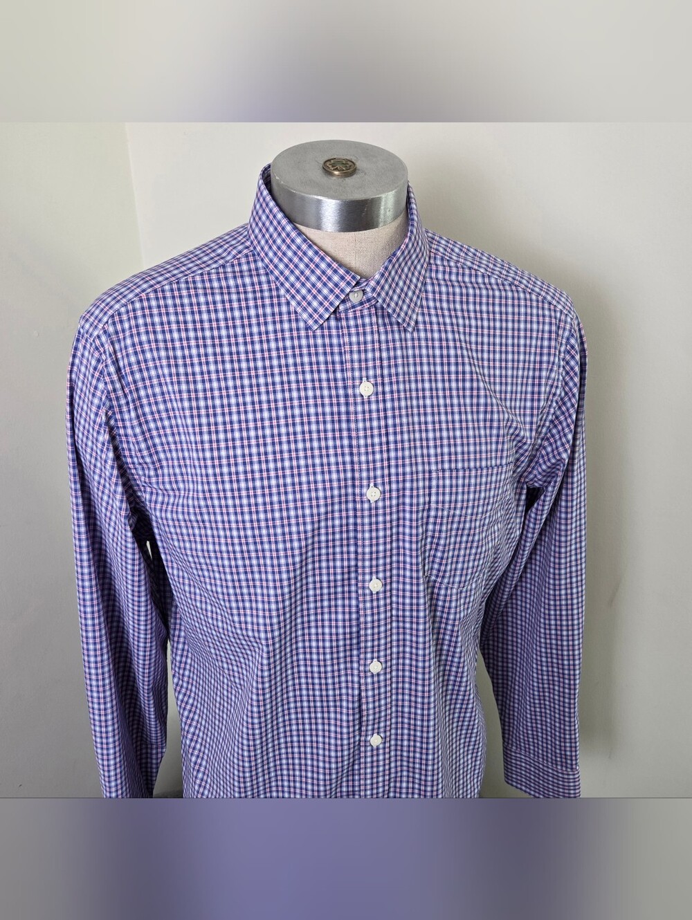 Untuckit Performance Plaid Check Button Down Shirt Mens Large Multicolor Stretch